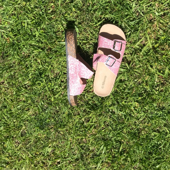 Women’s Pink Glitter Double Buckle Sandals - Picture 6 of 11